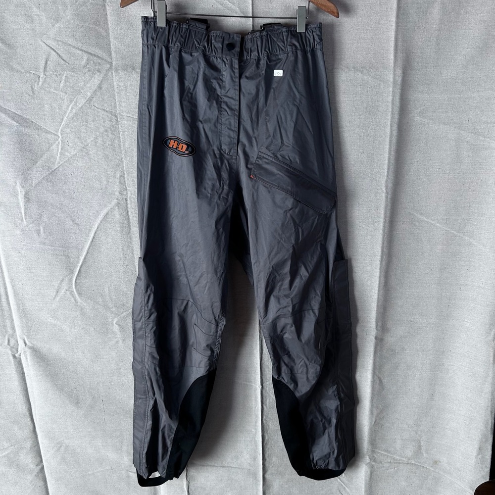 Harley Davidson Gray Rain Riding Pants Mens Medium Suspenders Waterproof PVC H-D